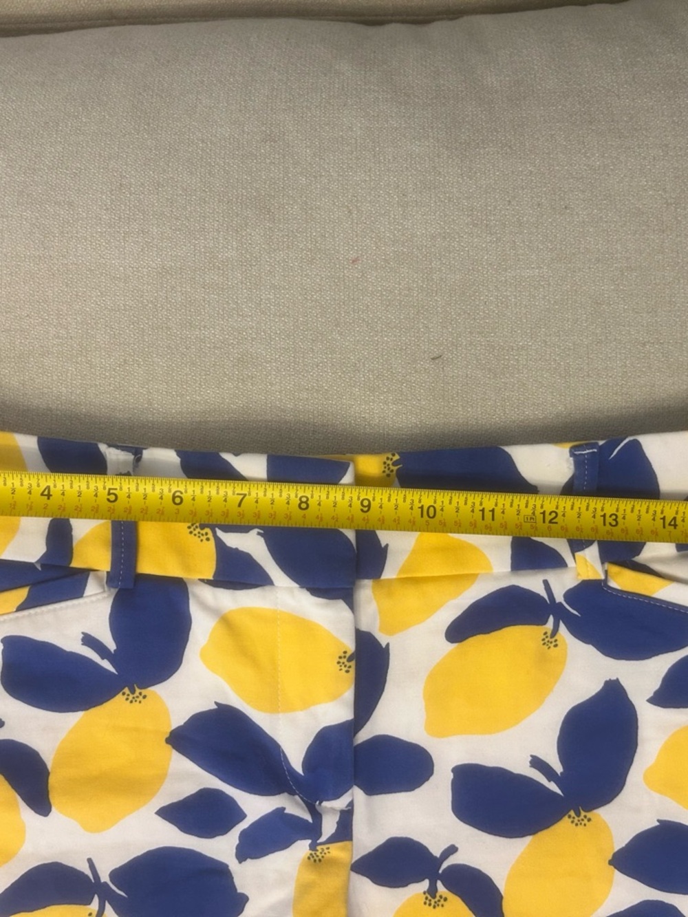 LOFT Yellow and Navy Lemon-Print Shorts - Picture 4 of 4